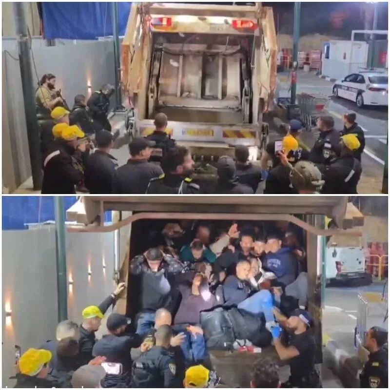 惊人画面曝！以色列拦下垃圾车 打开竟塞满人…