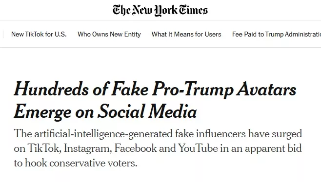 一夜冒数百账号 惊现AI“美女大军” 狂刷“支持川普”